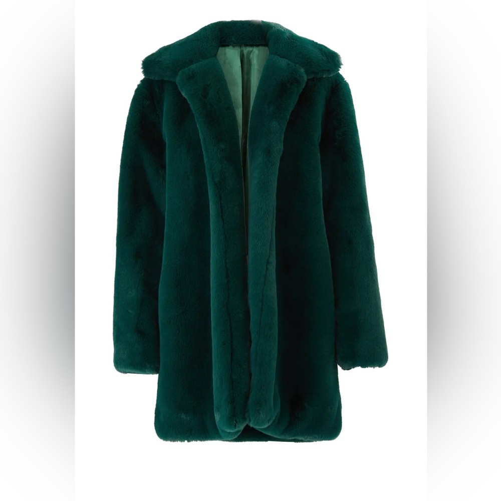 Somedays Lovin Forest Teal Green Faux Fur Jacket Coat